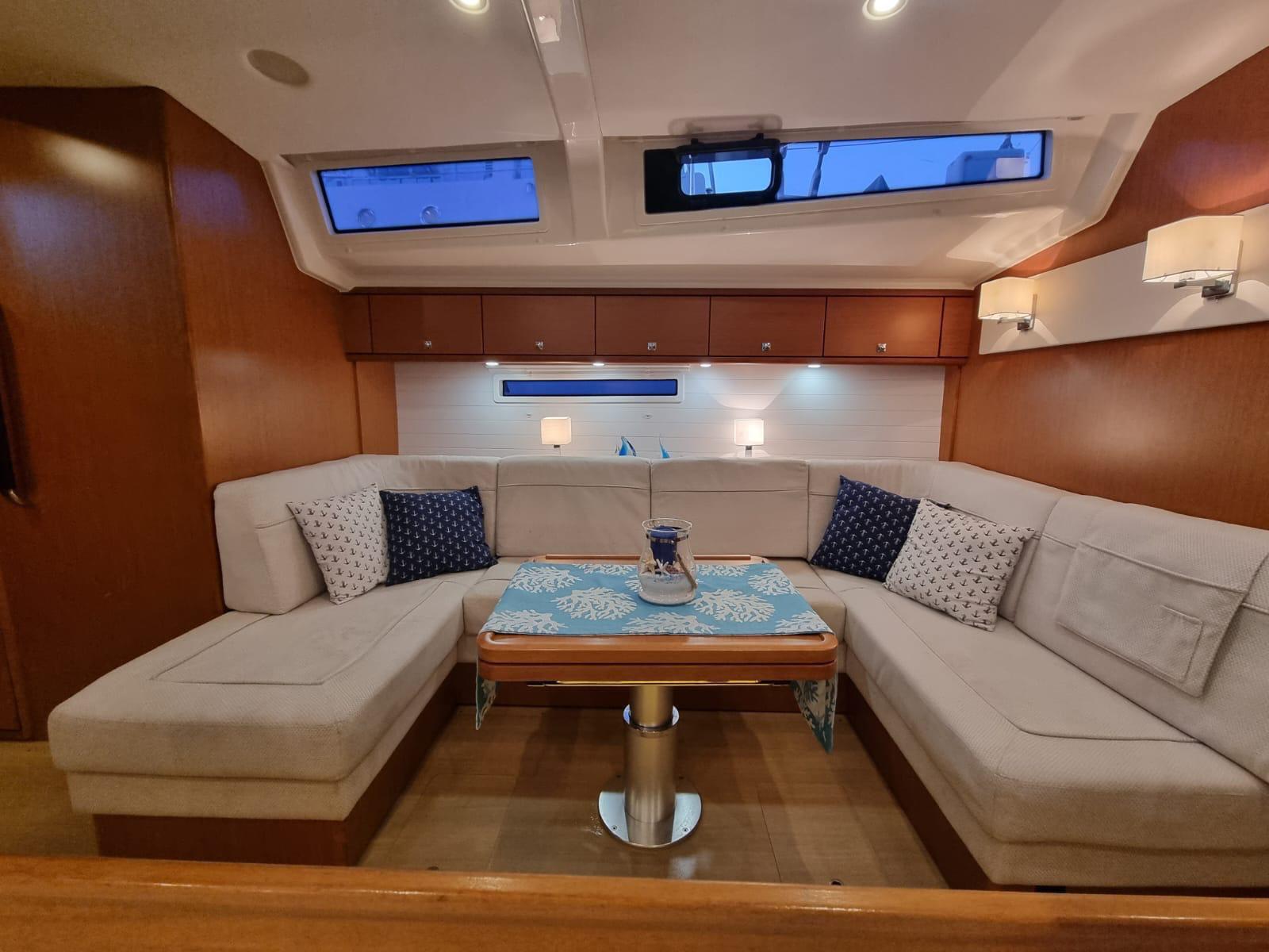 Bavaria 56 cabin interior &mdash; comfortable berths for overnight sailing