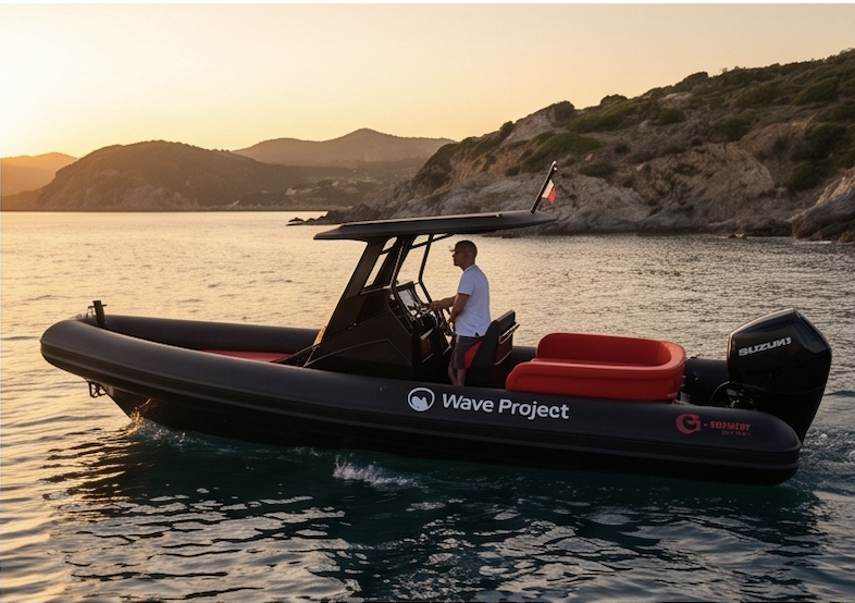 Wave Project dinghy at sunset Capo Spartivento