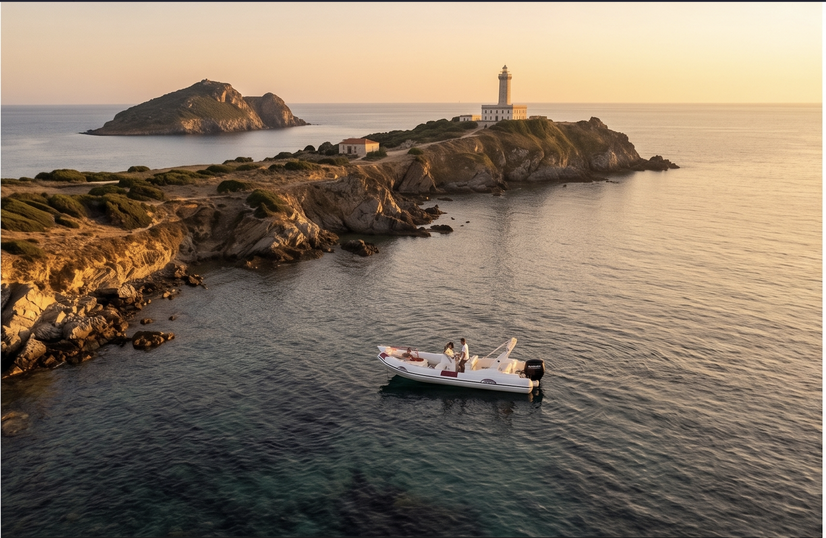 Sunset boat tour in Chia, South Sardinia with WaveProject