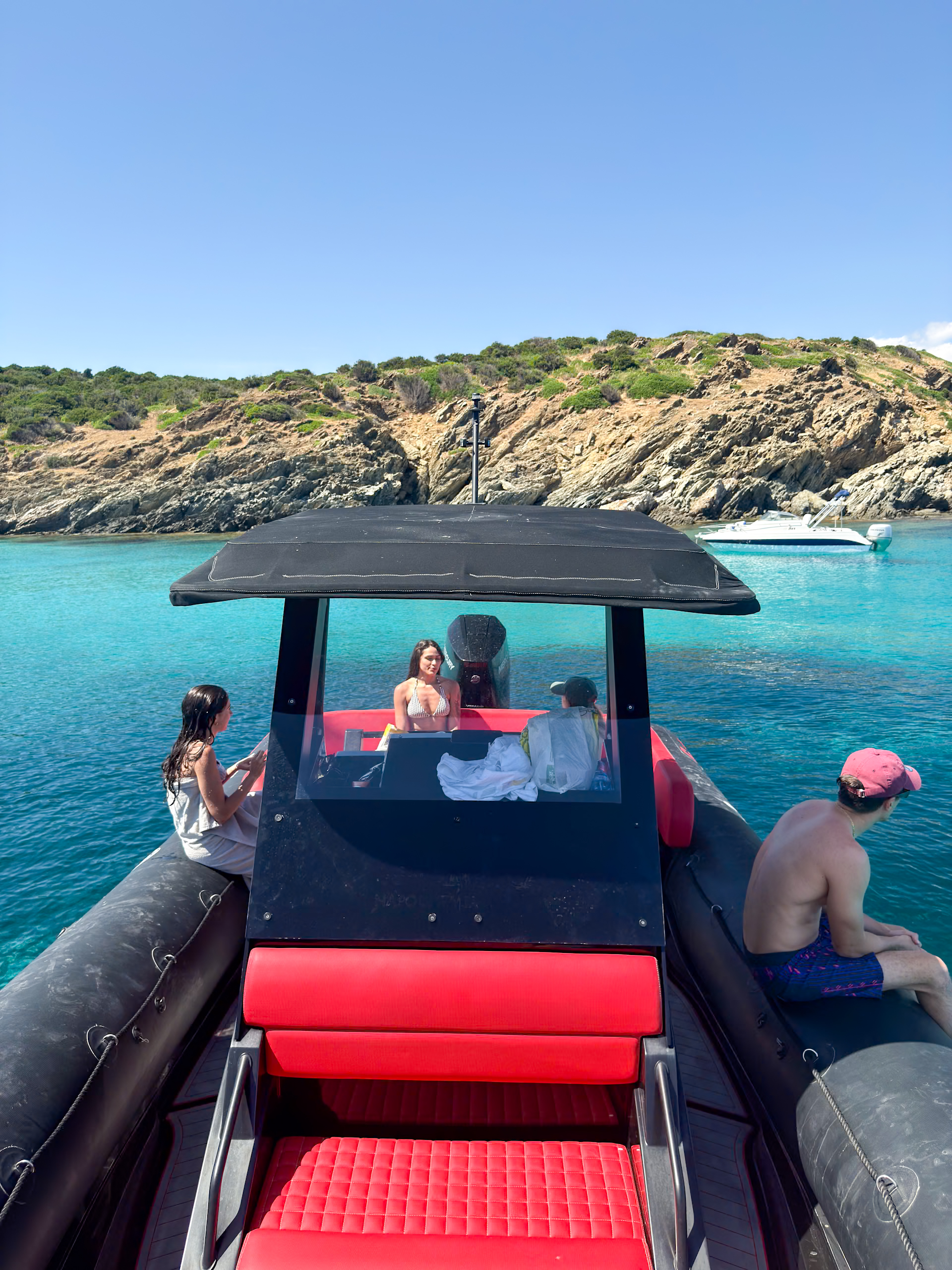 G-Tender 350HP luxury RIB at speed — charter Chia Sardinia