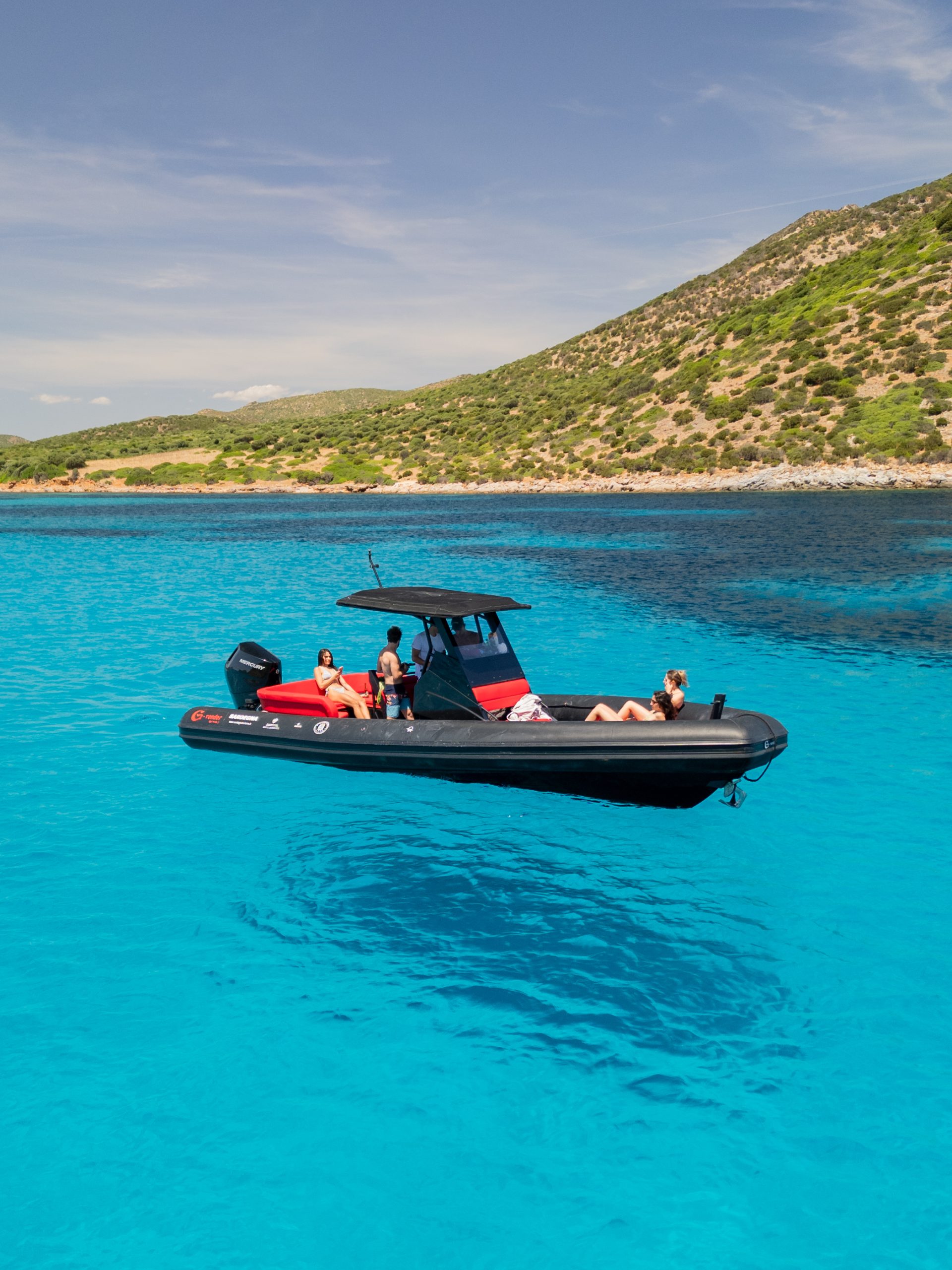 G-Tender console and interior detail — luxury RIB charter