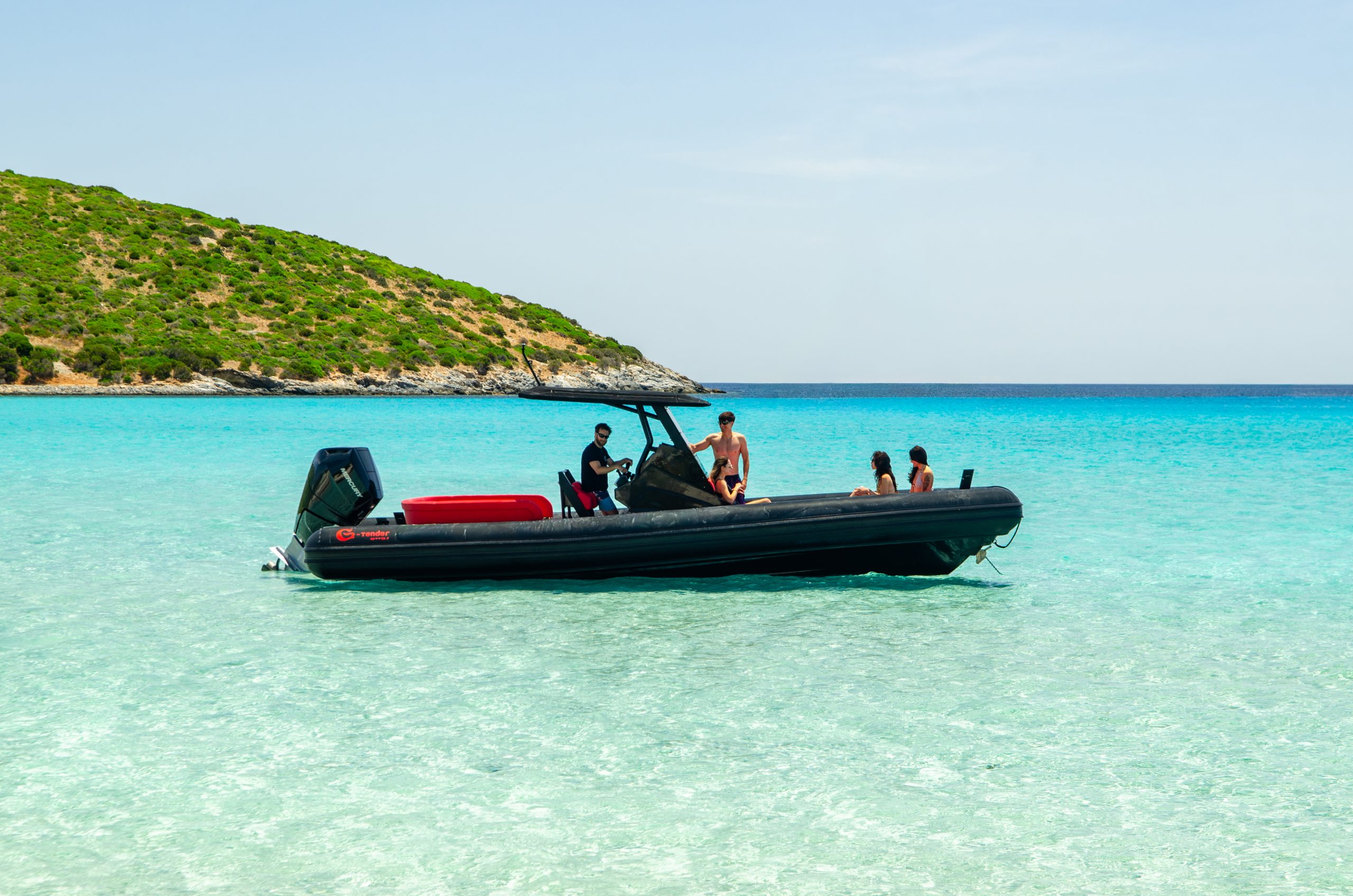 G-Tender console and interior detail — luxury RIB charter
