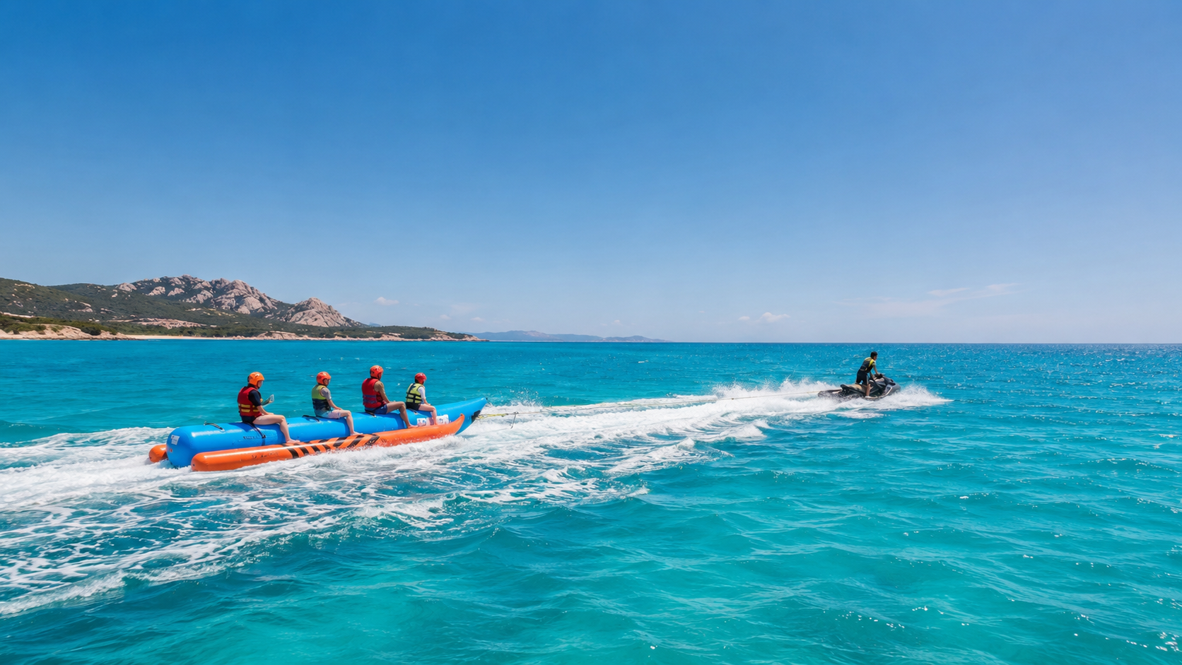 Crazy UFO and banana boat water sports in Chia